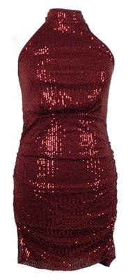 Dámske karmínové flitrové šaty Shein