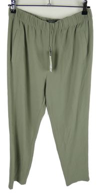 Nové - Dámske khaki voľné é nohavice Primark