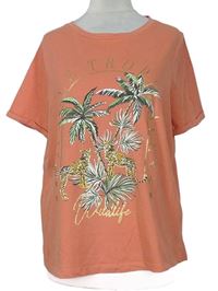 Dámske korálové tričko s palmami TU