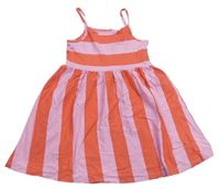 Ružovo-oranžové pruhované bavlnené šaty F&F