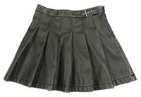 Černo-khaki koženková skladaná sukňa Zara