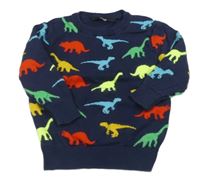 Tmavomodrý sveter s dinosaurami George