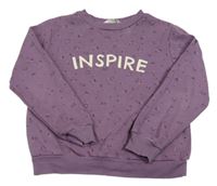 Fialová kvietkovana mikina s nápisom H&M