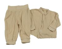 2set- béžová žebrovaná lehká propínací mikina+ tepláky