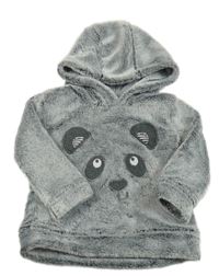 Sivá melírovaná chlpatá mikina s ňufáčikom  a kapucňou George