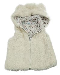 Biela chlpatá podšitá vesta s kapucňou M&Co.