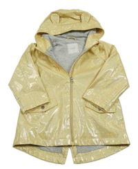 Žltý trblietavý nepromokavý jarný kabát s kapucňou Next