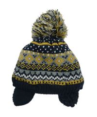 Tmavomodro-sivo-žltá vzorovaná čapica George