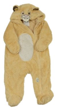 Béžovo-bílá kožešinová zateplená kombinéza s kapucí- Simba Disney