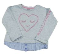 Svetlomodrá melírovaná mikina so srdiečkom Dopodopo