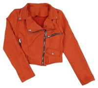 Červená semišová crop bunda