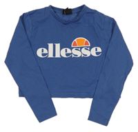 Modré crop triko s logem Ellesse