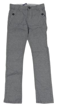 Tmavomodro-bílé kostičkované chino kalhoty Okaidi 