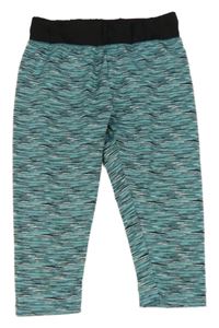 Modro-čierno-biele melírované športové capri legíny