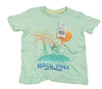 Nové - Mintové tričko s dinosaurom