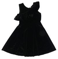 Černé sametové třpytivé šaty