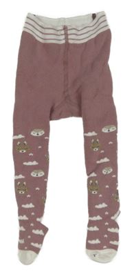 Starorůžové punčocháče s medvídky pusblu