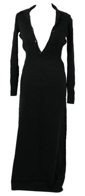 Dámské antracitové svetrové dlouhé šaty s límečkem 