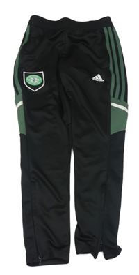 Čierno-zelené športové tepláky s potlačou zn. Adidas