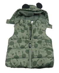 Khaki šušťáková zateplená vesta s Minnie a kapucňou zn. H&M
