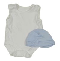 2set - Bílé body + světlemodrá čepice 50/56