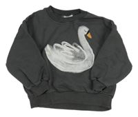 Tmavošedá oversize mikina s labutí ZARA