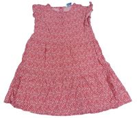 Červené šaty s bílými kytičkami a volánky PRIMARK