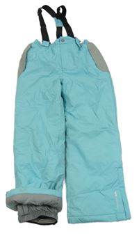 Světlemodré šusťákové funkční oteplovačky s odepínacími trakami Trespass