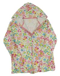 Bielo-ružovo-modrá kvetovaná prepínaci mikina s kapucňou Sfera