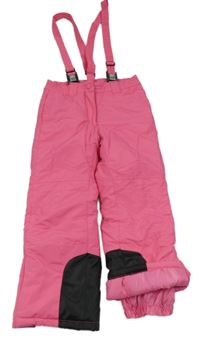 Růžovo-černé šusťákové oteplovačky s kšandami 