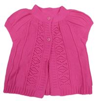 Fuchsiová rebrovaná pletená prepínaci vesta so vzorom