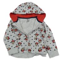 Šedá propínací mikina s Minnie a kapucí Disney