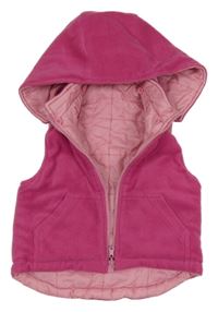 Ružová fleecovo/šusťáková obojstranná vesta s kapucňou