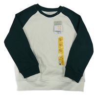 Nové - Tmavozeleno-biela mikina Primark