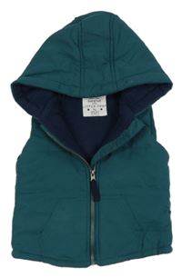 Tmavozelená šušťáková zateplená vesta s kapucňou F&F