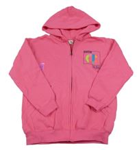 Ružová prepínaci mikina s potlačou a kapucňou Fruit of the Loom