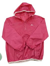Fuchsiová šušťáková nepromokavá bunda s kapucňou Quechua