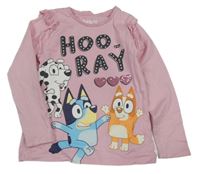 Svetloružové tričko s Bluey a volánikmi
