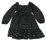 Černo-stříbrné vzorované šifonové šaty M&Co.