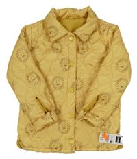 Nové - žlutá šusťáková zateplená bunda s lvíčky Dunnes Stores 