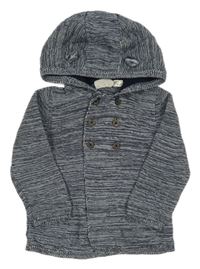 Tmavomodrý melírovaný prepínaci sveter s kapucňou Lupilu