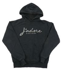 Čierna mikina s nápisom a kapucňou J´adore