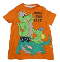 Oranžové tričko s krokodýly Kiki&Koko