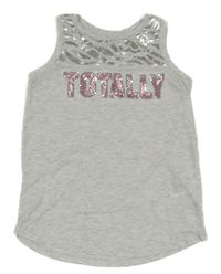 Svetlosivý top s nápisem z flitrů H&M