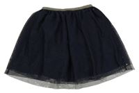 Tmavomodrá tylová sukňa s trblietavým pasom H&M