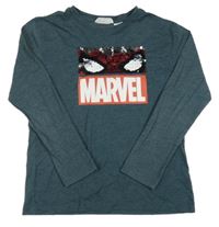 Tmavozelené melírované triko s překlápěcími flitry - Spiderman H&M