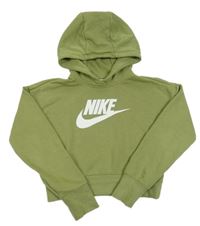 Zelená crop mikina s logem a kapucí Nike