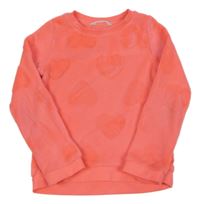 Neónově ružová chlpatá mikina so srdiečkami H&M