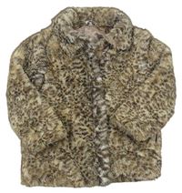 Béžovo-hnedá vzorovaná kožušinová bunda Tu