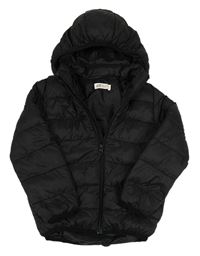Čierna šušťáková prešívaná zateplená bunda s kapucňou H&M